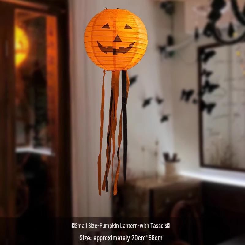 Outdoor Luminous Halloween Pumpkin Paper Lantern Decorations for Kindergartens and Hotels