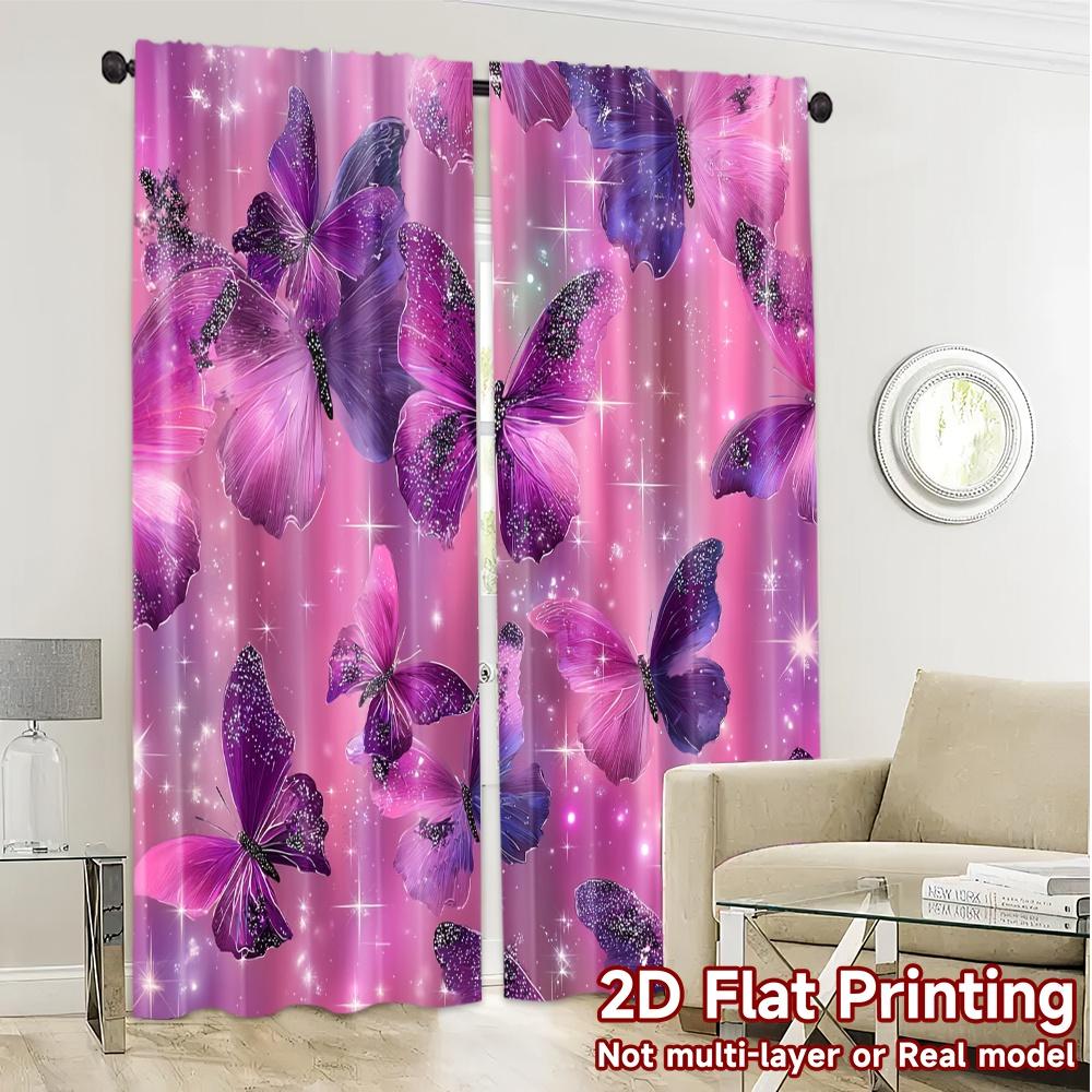 2D Flat Printing  JIT 2pcs   Curtains (Without Rod) Butterfly Dreams Popular Curtains Polyester Curtains Home Decor Ldeal for