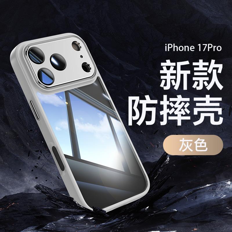 Applicable to Apple 17promax mobile phone case, hardware armor 16pro metal two-in-one transparent 15 with lens film