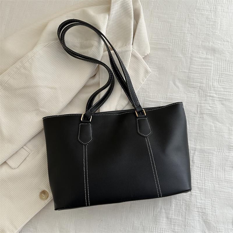 Retro high-end commuter handbag spring new versatile solid color work shoulder bag tote bag