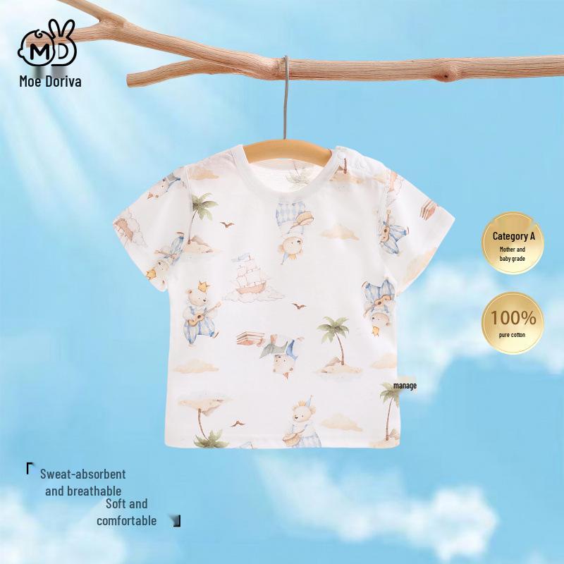 Summer Kids’ Short Sleeve Cotton T-Shirt: Breathable, Sweat-wicking, Skin-friendly