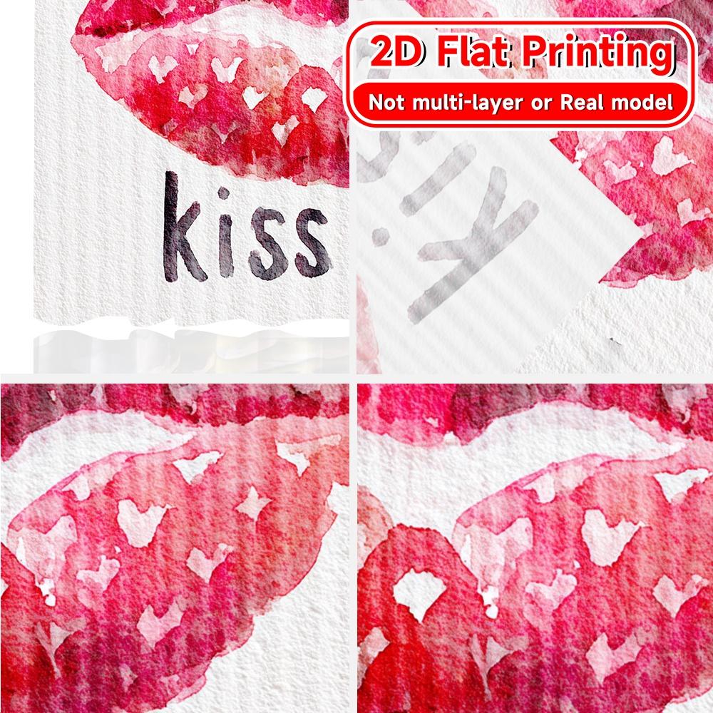2D Flat Printing  2pcs LipPrints Modern Print Curtains Polyester Easy Install Curtains Decorations For Home Suitable for Living