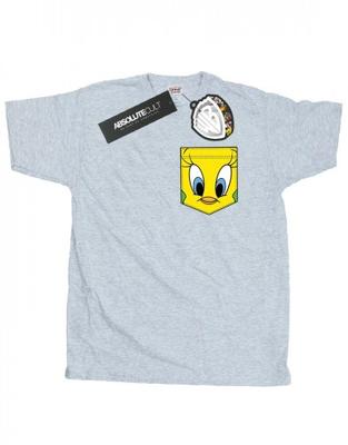 Herren Tweety Pie Gesicht Falsche Tasche T-Shirt