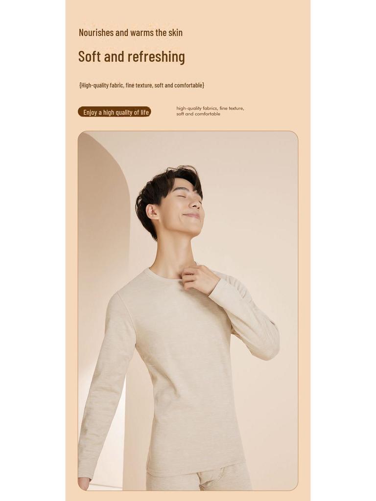 Men's and Women's Silk Cashmere Warm Round Neck Underwear Set