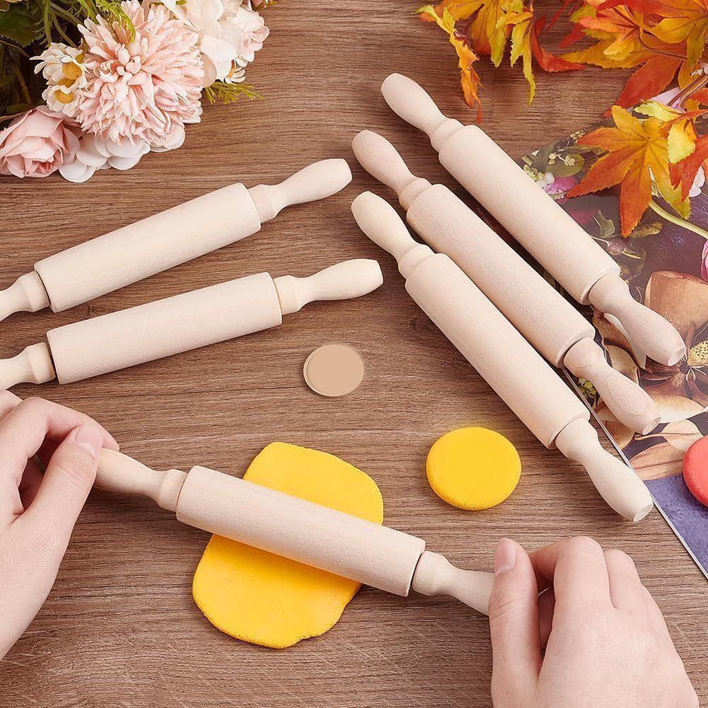 6pcs For Mini Wooden Rolling Pins 14x2cm for Children Baking and Craft Use