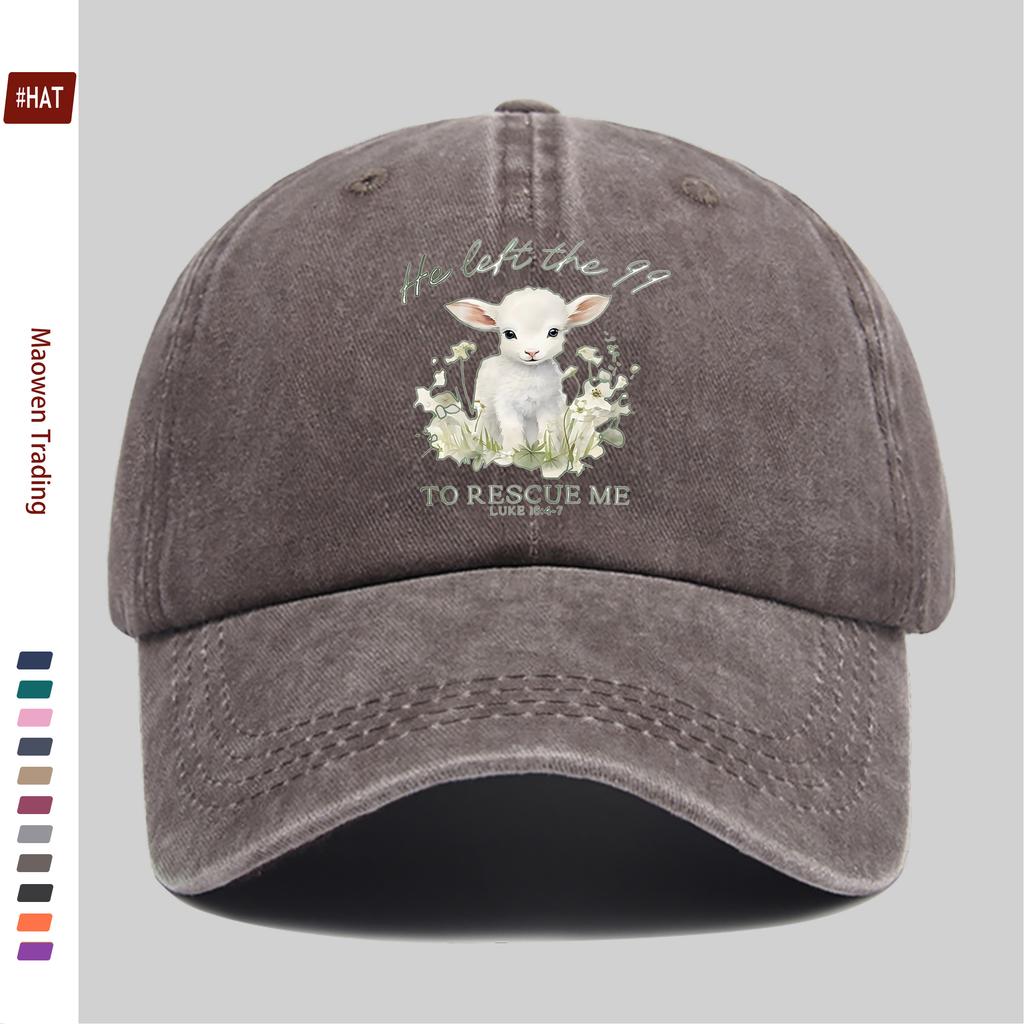 pc Lamb  Flower Print Baseball Cap Suitable for Dating Travel Outdoor Sports Beach Vacations  Adjustable Strap  Buckle Cl