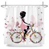 Beautiful Flower Butterfly Girl Shower Curtain Waterproof Shower Curtain Bathroom Partition Curtain Bathroom Decor Accessories