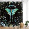 Gold Moth Shower Curtain Moon Phase Curtains For Bathroom Gothic Black Butterfly Moonlit Bath Curtain Psychedelic Bathroon Decor
