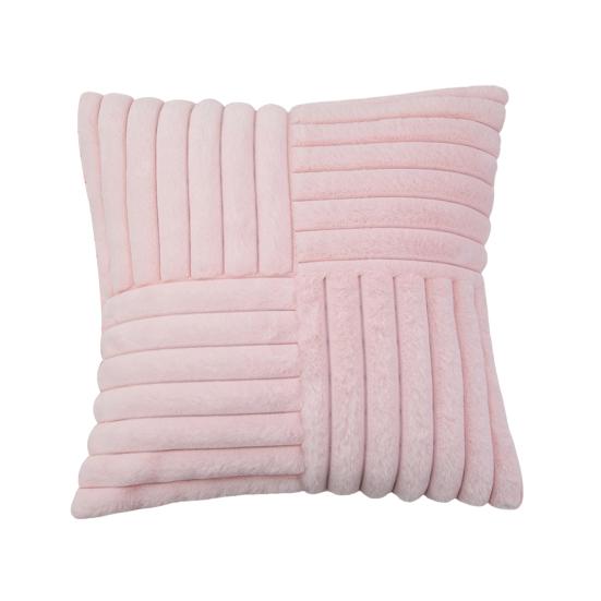 Plush Throw Pillow Cover 18x18 Inch Soft Faux Fur Striped Cushion Cover Machine Washable Fluffy Pillowcase for Sofa Living Room Bedroom Decor