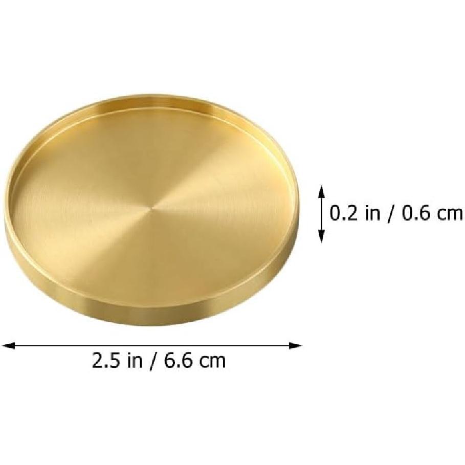 HEMOTON 5 Pack Round Coasters, 2.6 Inch Golden Brass Coasters for Drinks, Glass Cup Coasters Set, Protection Tabletop,Countertop and Surfaces from
