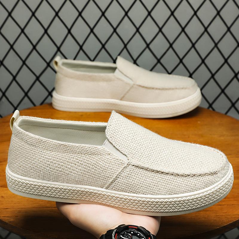 Old Beijing cloth shoes men's summer casual shoes driving shoes walking with one pedal breathable soft sole not tired feet men's shoes
