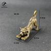 Retro Copper Panther Statue Animal Figurine Prey On Agile Style Brass Leopard Sculpture Home Office Room Decoration Accessories