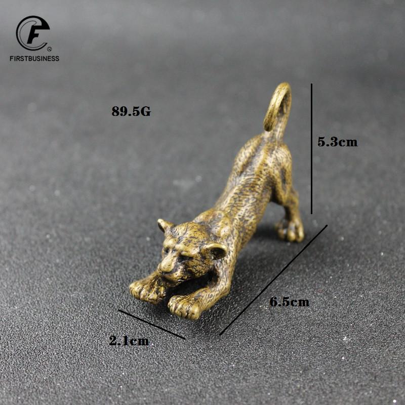 Retro Copper Panther Statue Animal Figurine Prey On Agile Style Brass Leopard Sculpture Home Office Room Decoration Accessories