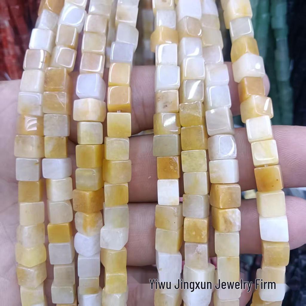 6x6mm Quadratische Rosenquarz-Achat-Perlenkette - Naturstein DIY-Zubehör