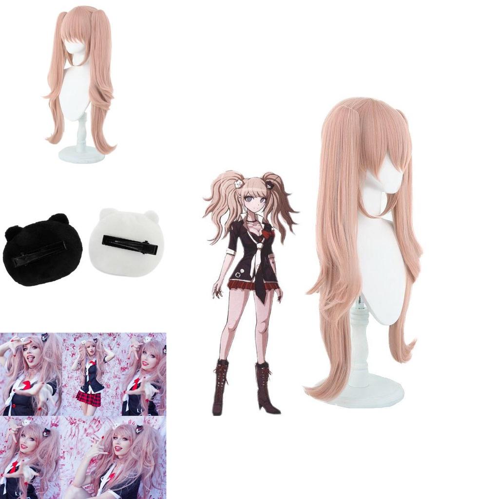 Stunning Danganronpa Junko Enoshima Cosplay Wig With Cute Bear And Bunny Hairclips