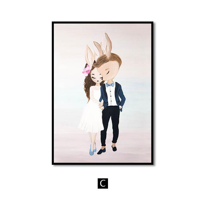 Pink Nursery Girl Flower Wall Art Canvas Painting Horse Swan Nordic Posters and Prints Wall Pictures for Living Room Kids Room