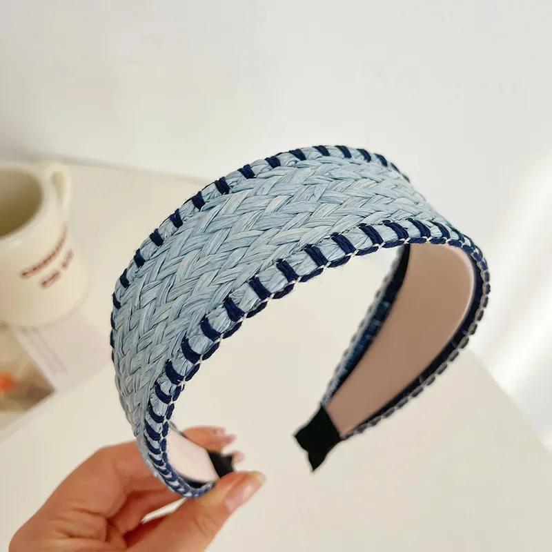 Wide-Brimmed Straw Headband  Bohemian Hair Band Elegant Graceful    Diademas Para El Pelo Mujer Trendy Headband for Women