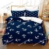 Juego de Ropa de Cama con Patrón de Ancla Marina Funda Nórdica 3D Ropa de Cama Diseño de Moda Decoración Juego de Funda Nórdica King Juego para Cama Doble Ropa de Cama