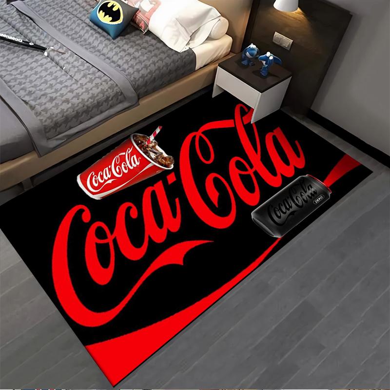 "Red and Black Coca Cola Logo Carpet for Living Room Decoration" Suitable for Use As an Anti-slip for Living Room Bedroom Sofas