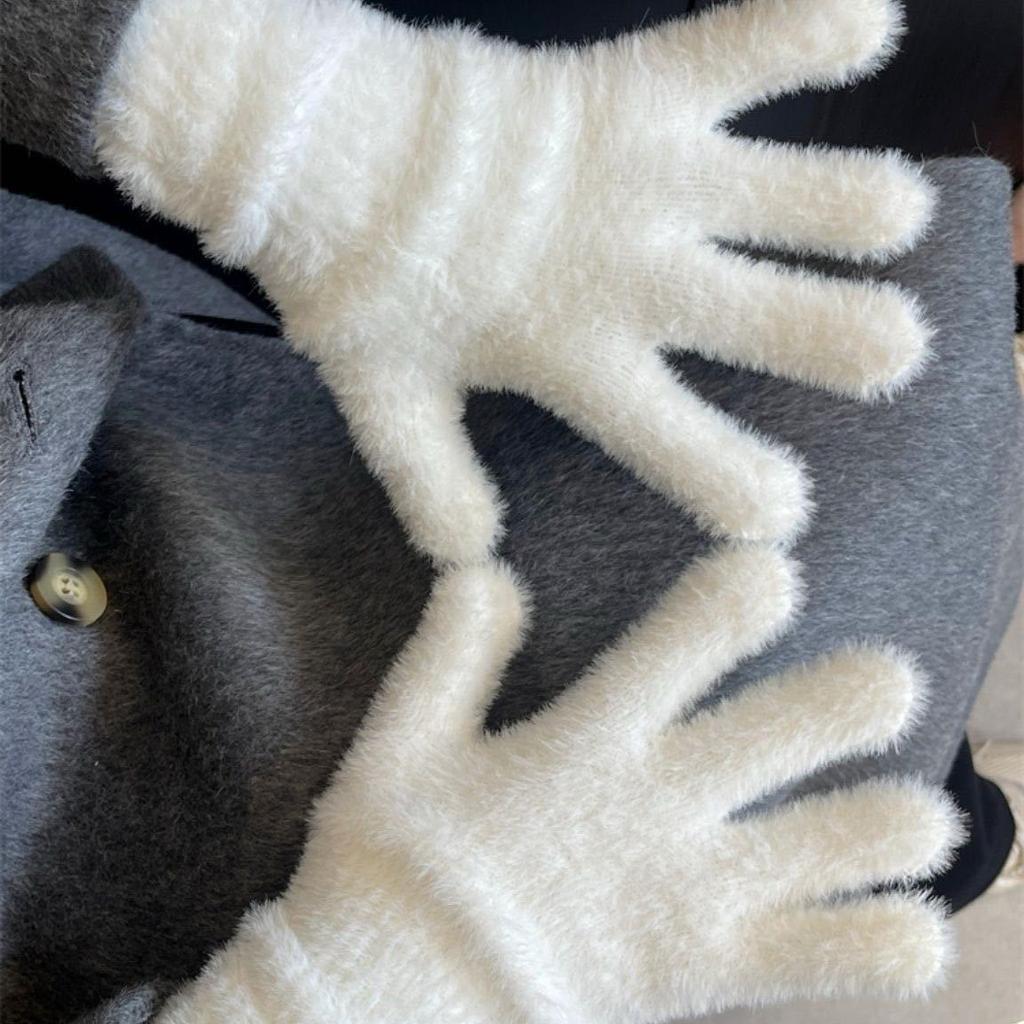 Modische Winter-Plüsch-Warmhandschuhe, weich und warm, geeignet für Outdoor-Aktivitäten / Radfahren / Arbeit. Einfarbiger Stil