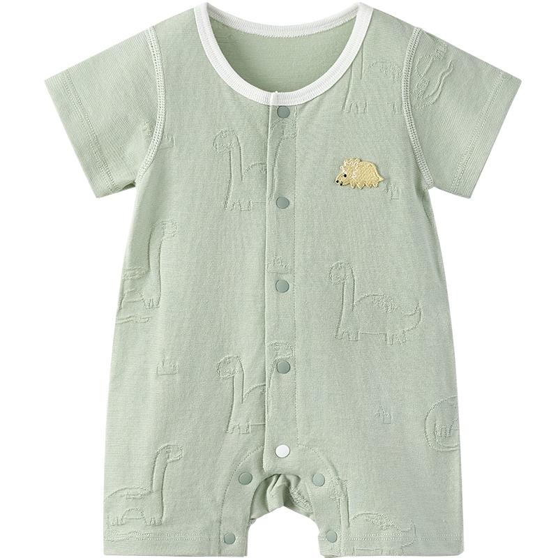 TONGTAI Baby Jacquard Pure Cotton Short Sleeve Romper
