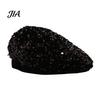 Sophisticated Daily Accessory Women Sequined Beret Hat, Sparkly Retro Artist Cap, Stylish Outdoor Fashion Headgear Adjustable Painter Cap for