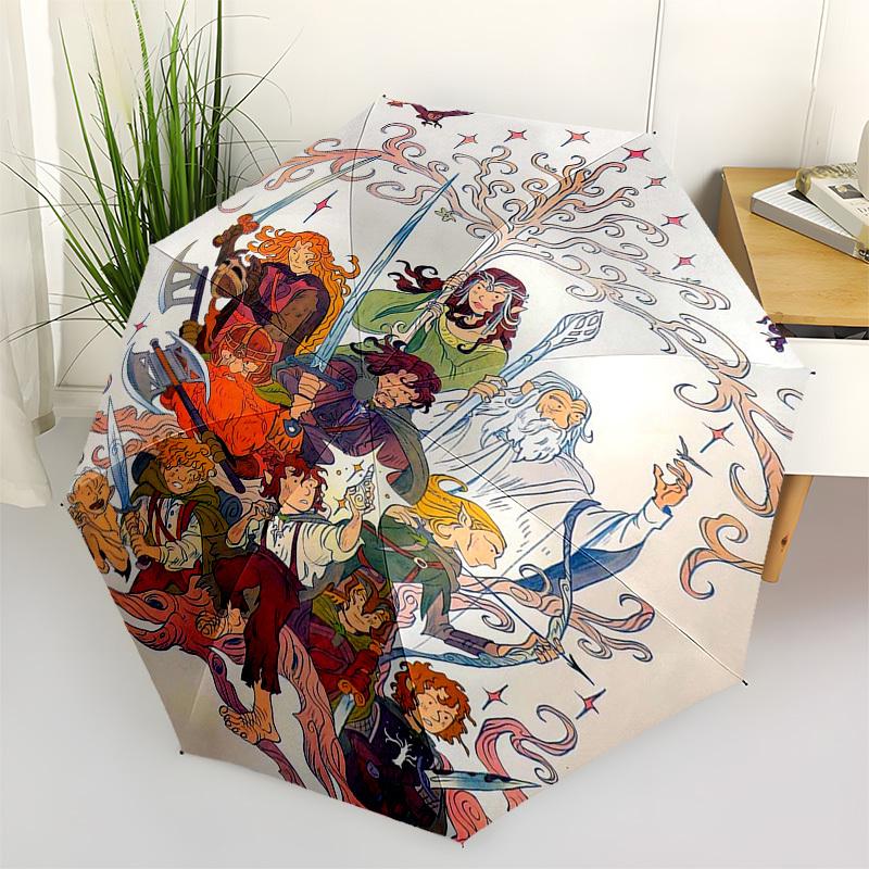 

1pc Outdoor Umbrella with Lord of the Rings Characters - Automatic Opening/Closing, Portable 3-Fold Design, 8-Rib Iron Frame - Perfect Gift for Fans,