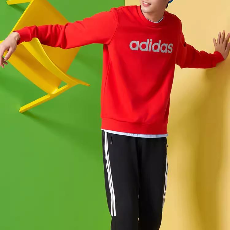 Adidas Neo Letter Logo Print Crew Neck Long Sleeve Sweatshirt Men Tops Red HD4692