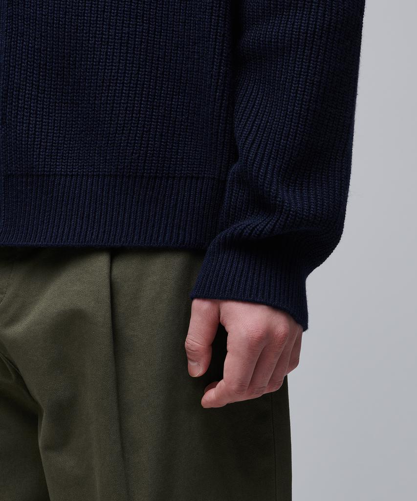 Musinsa Standard Oversized Ribbed Collared Cardigan [Navy]