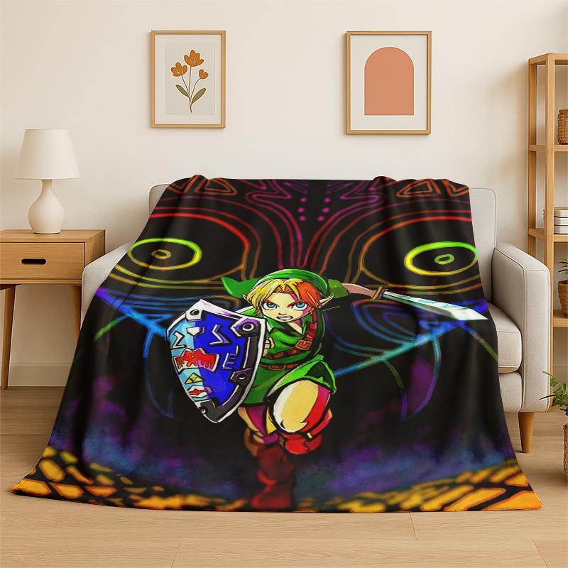 Classic Game Z-Zelda Cartoon Link Flannel Blanket Soft Warm Throw Blanket for Bedroom Living Room Bed Travel Camping Picnic