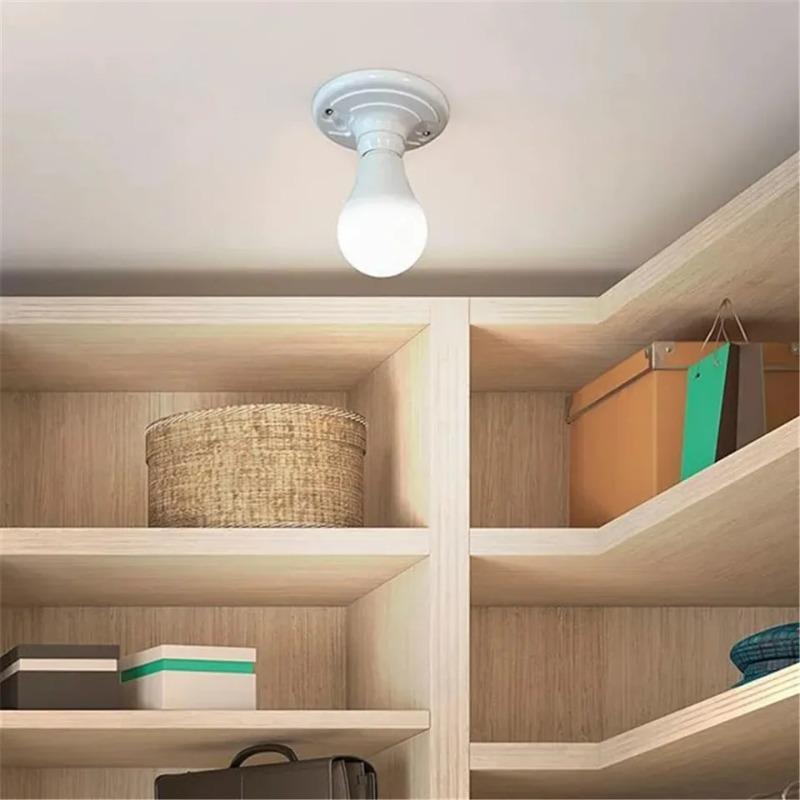 E27 Screw Cap Lamp Holder Plastic Light Lamp Flat Socket Base Ceiling Lamp Fitting Holder Bulb Fixing White Base