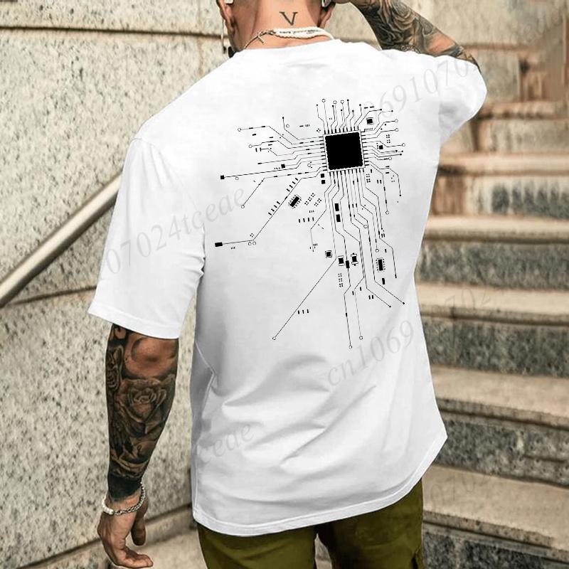 Unisex Oversized T Shirt Cpu Chip Graphic Tees Electronic Engineer Programmer Geek Print Short Sleeve Casual Streetwear Couple Tops