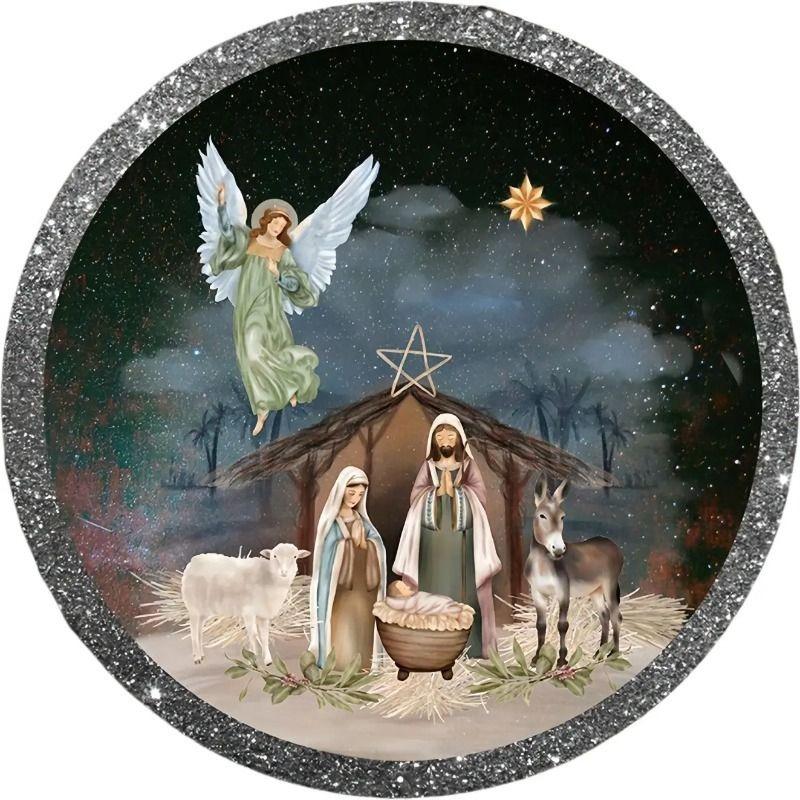 Hexenbesen Halloween Schild, Runde Aluminium Wandplakette 20x20cm