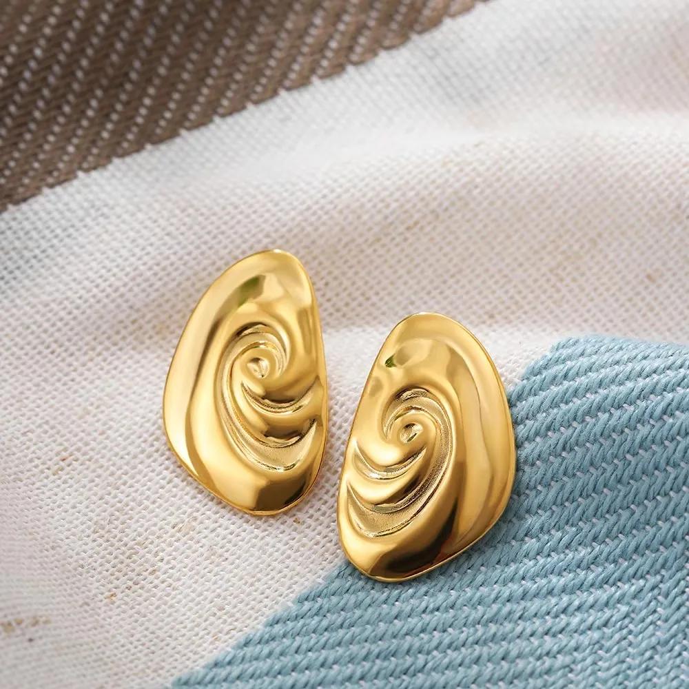 Fashion Glossy Three-Layer Textured Intersecting Knot Earrings for Women Gold Color Stainless Steel Earring Vintage Jewelry Gift