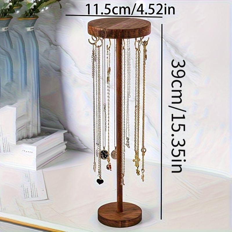 Jewelry Tower Rustic Wooden Jewelry Display Rack Oval Tabletop Necklace Pendant Bracelet Organizer Multifunctional Home Kitchen Accessory