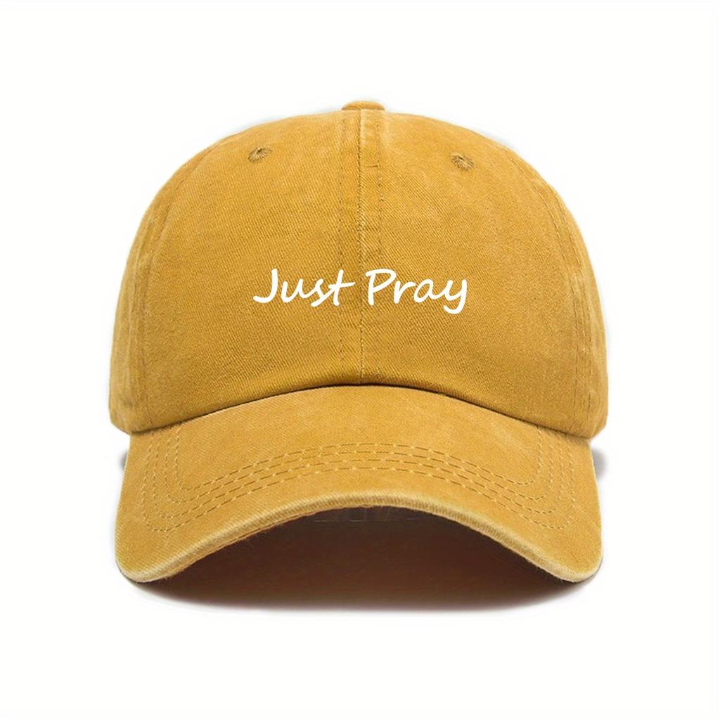 Urban Style Retro Washed 'Just Pray' Print Fashion Baseball Cap Unisex Adjustable Sun Protection Peaked Cap