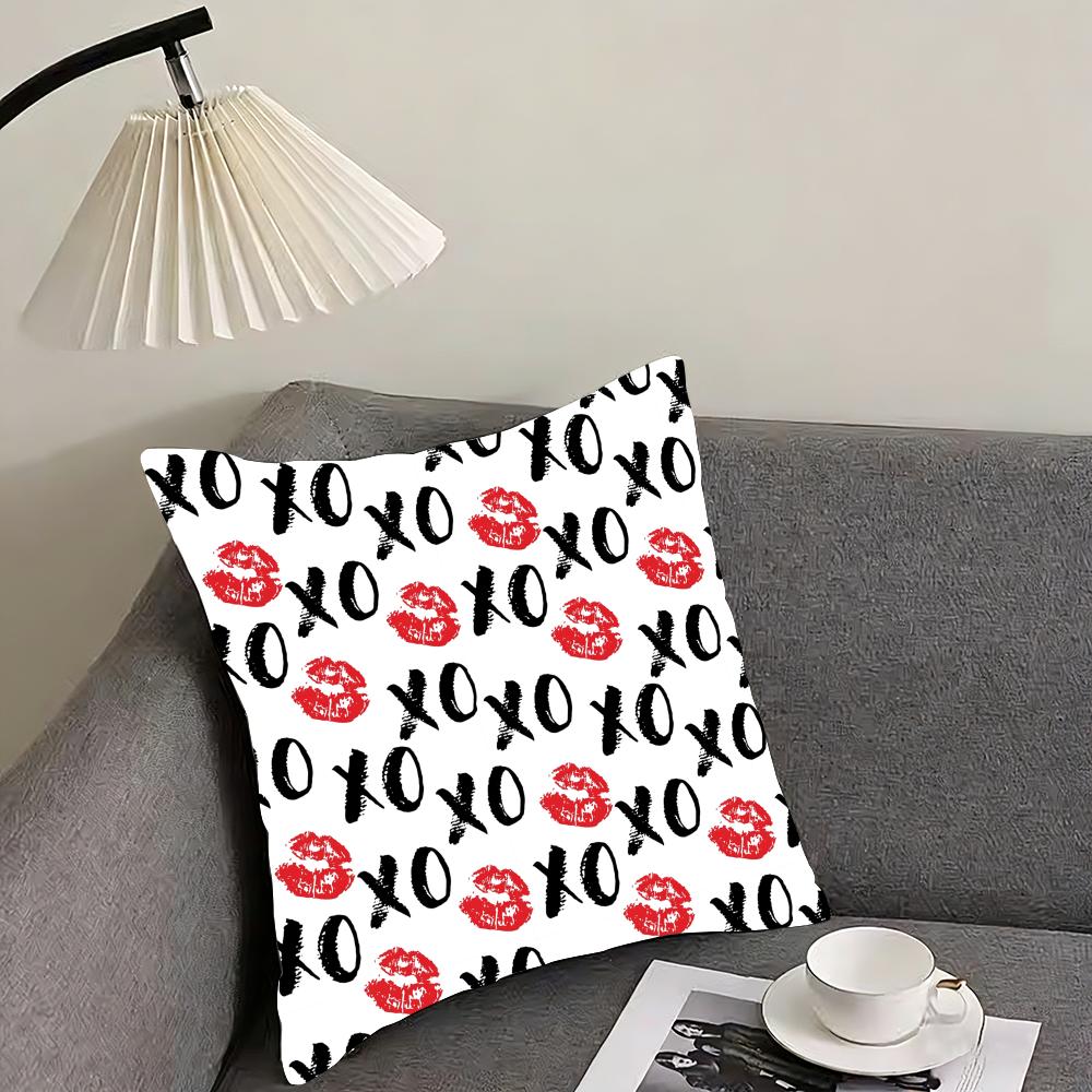 Kiss Love Heart Graffiti Cushion Cover Elegant Comfort Pillowcase Sofa Bed Doublesided Printed Invisible Zipper Home Decor