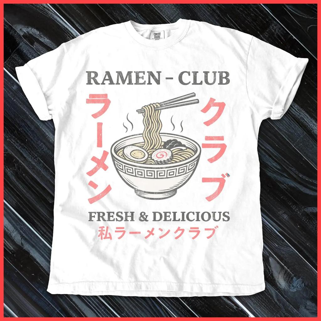 Raunisex Club T Shirt Vintage Noodle Bowl Graphic Japanese Diner Vibes Izakaya Night Foodie Tee Anime Con Outfit Cozy Late Noodles