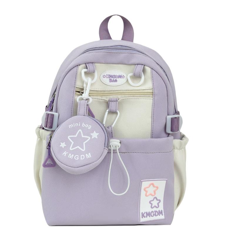 Summer New High-quality Small Fresh Color Contrast Letter Schoolbag Female Primary and Secondary School Students Light Shoulder Bag