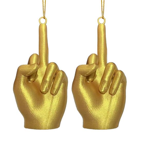 Julmittenfingerdekoration Rolig handgest Julgransprydnad Fräck Gyllene Mittenfinger Hängande Dekoration Skämtpresenter för Vuxna