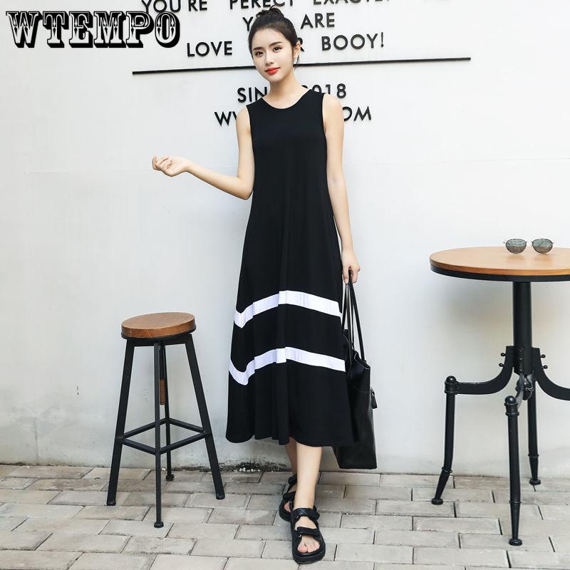 Women's Long Dress Sleeveless Big Skirt Hem Dress Summer Undershirt Long Dress Large Size Temperament Loose Women's Clothing