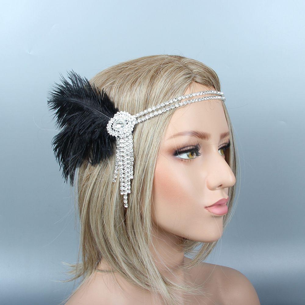 

Подарок на вечеринку Женский свадебный обруч для волос с перьями Женская повязка на голову Аксессуары для волос Корейский стиль Повязка на голову чёрный