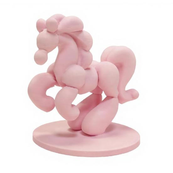 3D Printed Pink Bubble Cute Pony Horse Figurine Desk