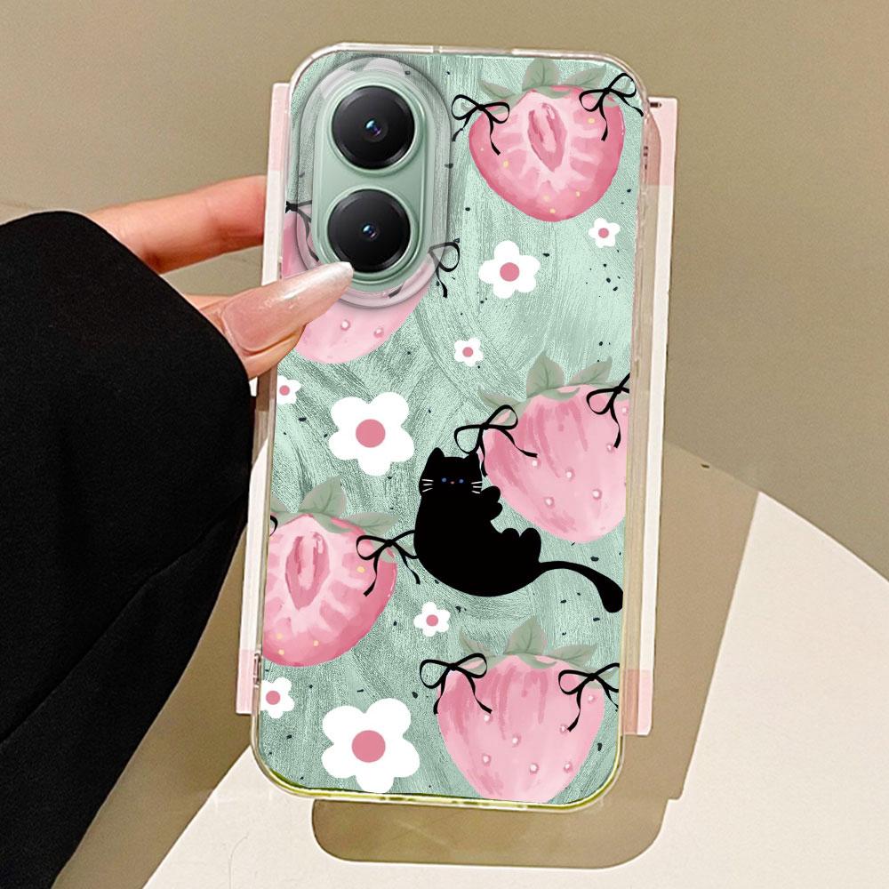 

Розовый Фрукт Вишня Бабочка Текстура Пера Чехол для Телефона для Xiaomi Poco X5 X7 M6 Pro X6 X3 Pro NFC C75 C71 C65 C61 M5S Задняя Крышка Redmi Note 13 Pro 4G белый