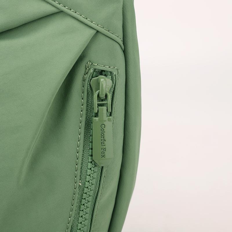 Solid Color Nylon Minimalist Crossbody Bag with Zipper Pockets and Adjustable Strap for Women