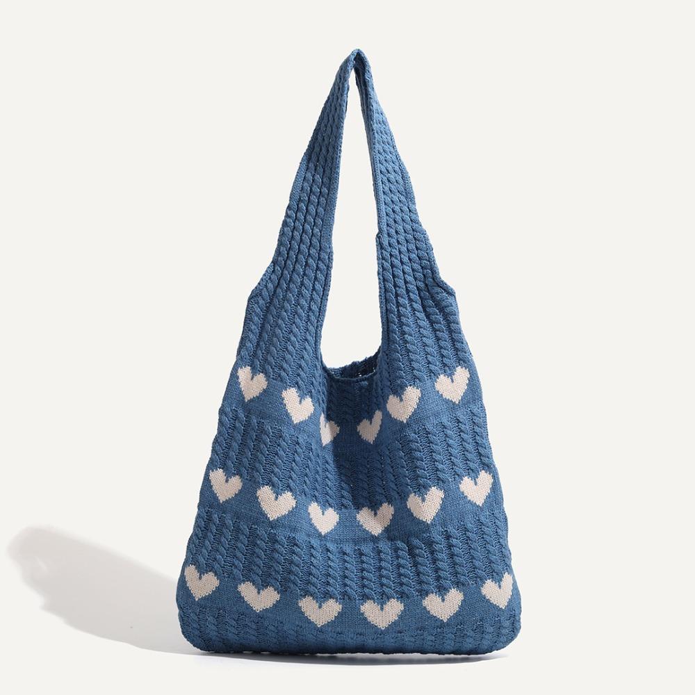 Summer Love Hollowed Out Knitted Bag Large Capacity Storage Bag Crochet Tote Bag Bohemian Handbag Weave Bag Beach