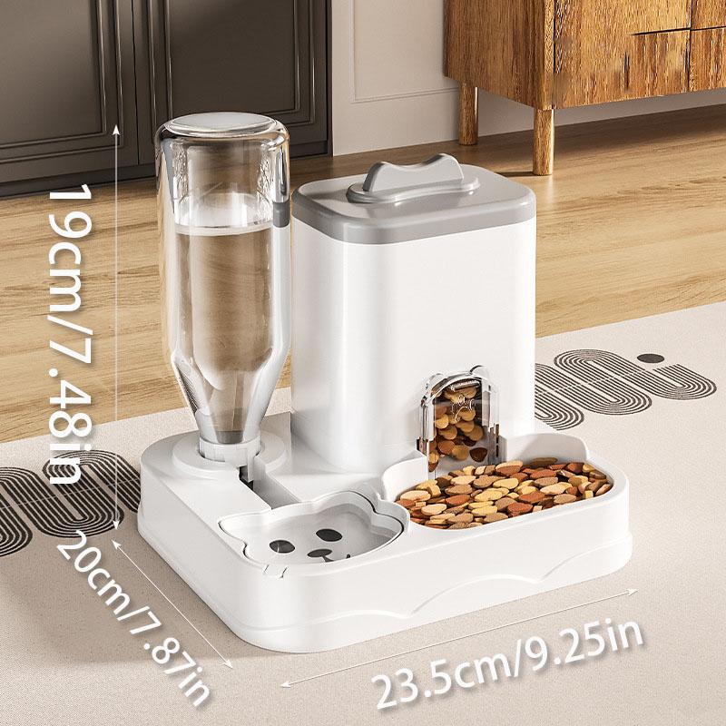 Pet Feeder Water Dispenser Cat Dog Bowl Automatic Drinking Eating 2 In 1 Integrated Pet Feeding Watering Station Non-slip
