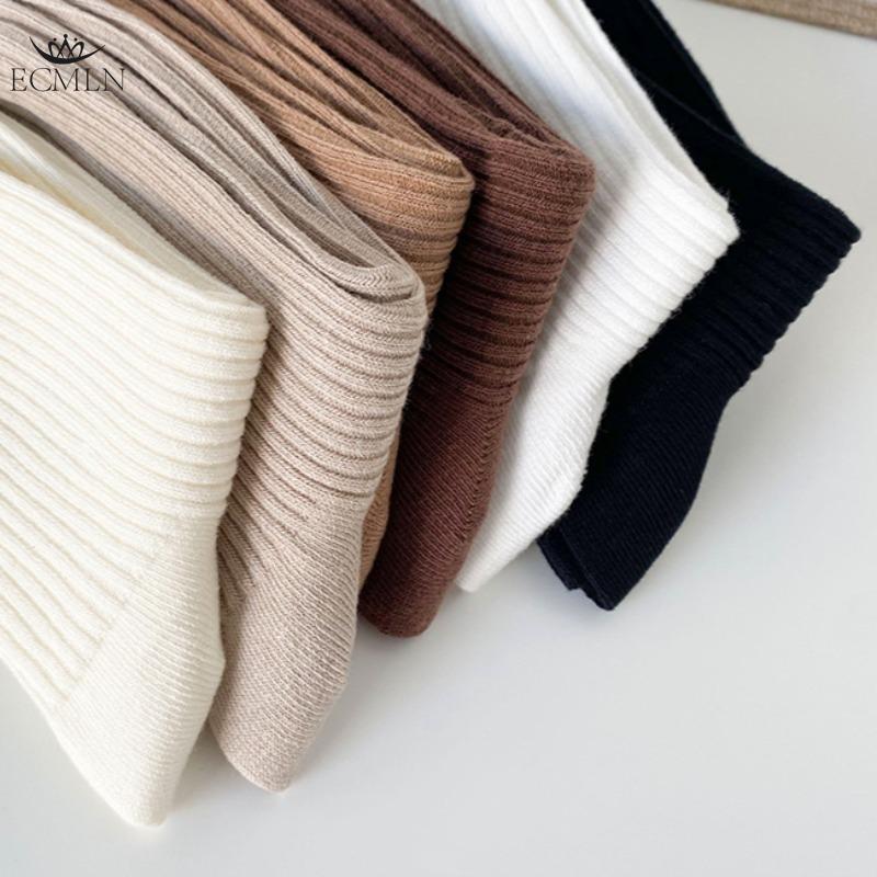 Autumn Winter Red Brown Color Series Women Loose Socks Rib Cotton Fashion Basic Daily Classic Sock Female