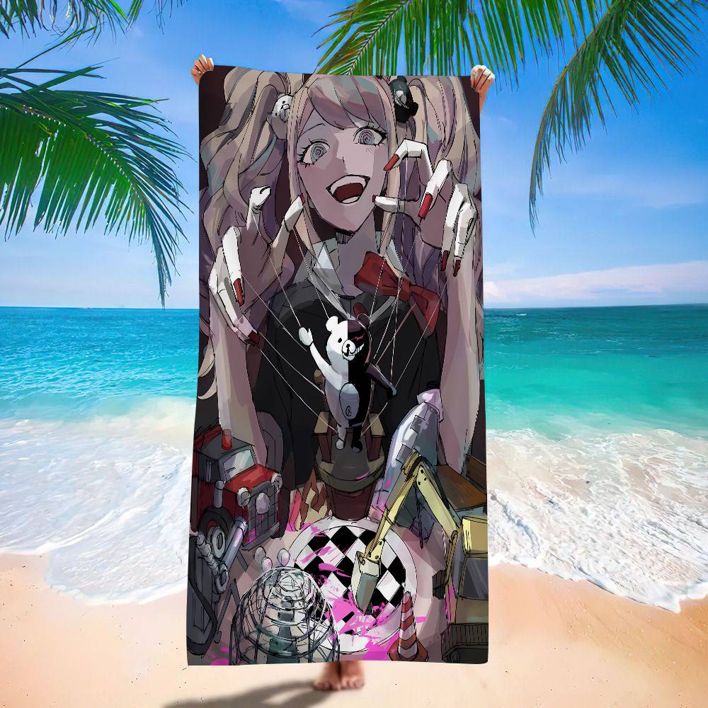 Anime Game D-DanganRonpaS Bath Towel Microfiber Soft Water Absorbing Breathable For Girl Kids Decorative Cartoon Beach Towel