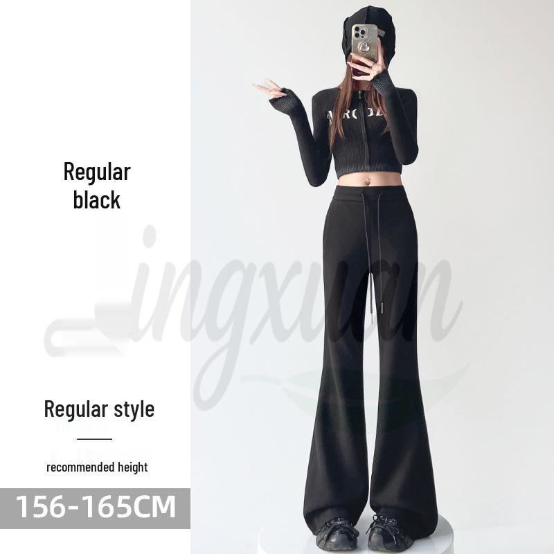 

2026 Autumn/Winter Women s High-Waisted Plus Velvet Wide-Leg Floor-Length Micro-Flare Pants S